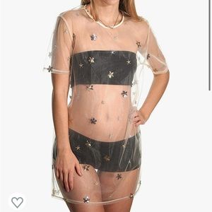 Gold Mesh Star T Shirt Dress